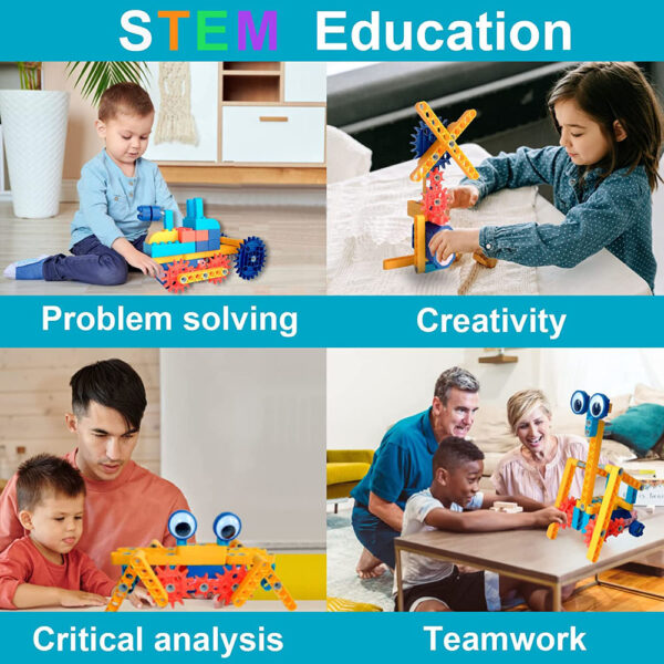 STEM 38 in 1 Building Blocks Set with Motor, 116 Pieces Electric Gear Drive Kit and built-in rechargeable battery, Educational Engineering Construction with User Guide - Image 13
